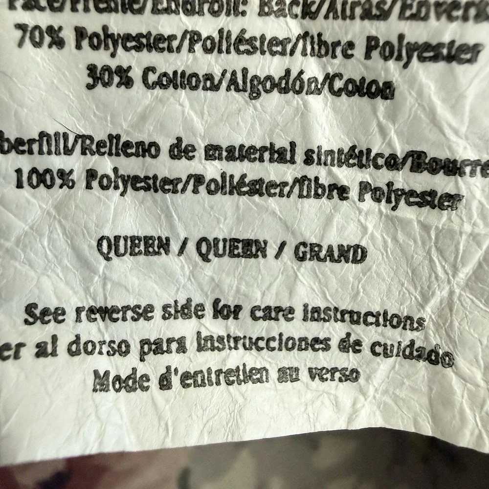 Vintage Bibb Queen Comforter Floral Cabbage Rose Reversible Cottagecore 88x86